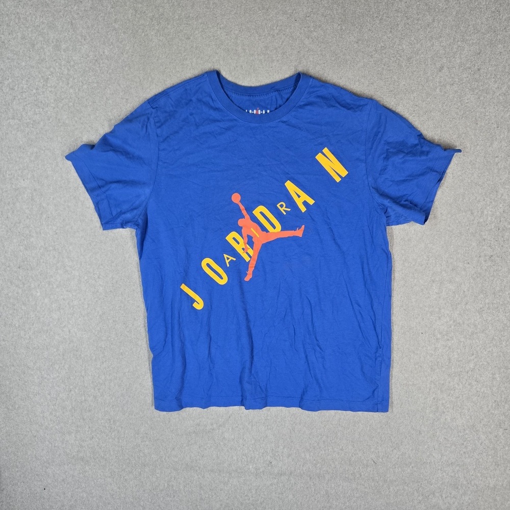 Air Jordan Men Shirt XL Blue Graphic Jumpman Logo Graphic Print Short Sleeve